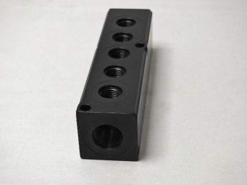 Fuel Block - Distribution or Return Block  -10AN Billet w 5  -6 ORB holes Aluminum NO Fittings